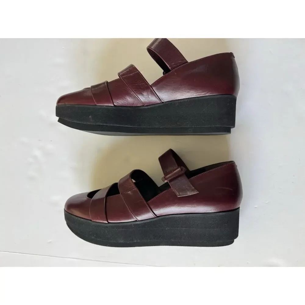Robert Clergerie Burgundy Platform Mary Jane Pumps